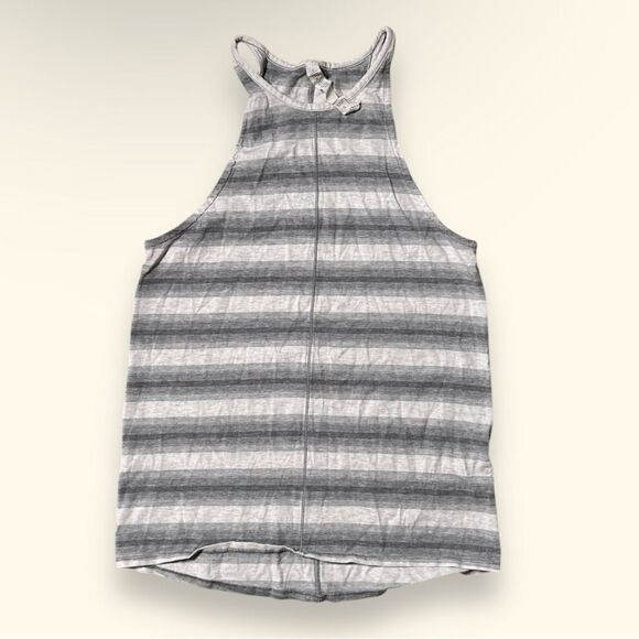 Lululemon Find Your Zen High Neck Tank Top Grey White Striped Sz 4 - Picture 1 of 6